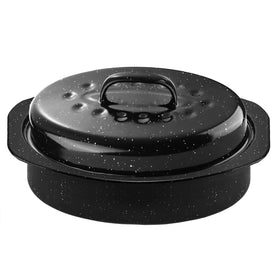 DIMESHY 13Inch roasting pan with lid for even roasting and easy cleanup.