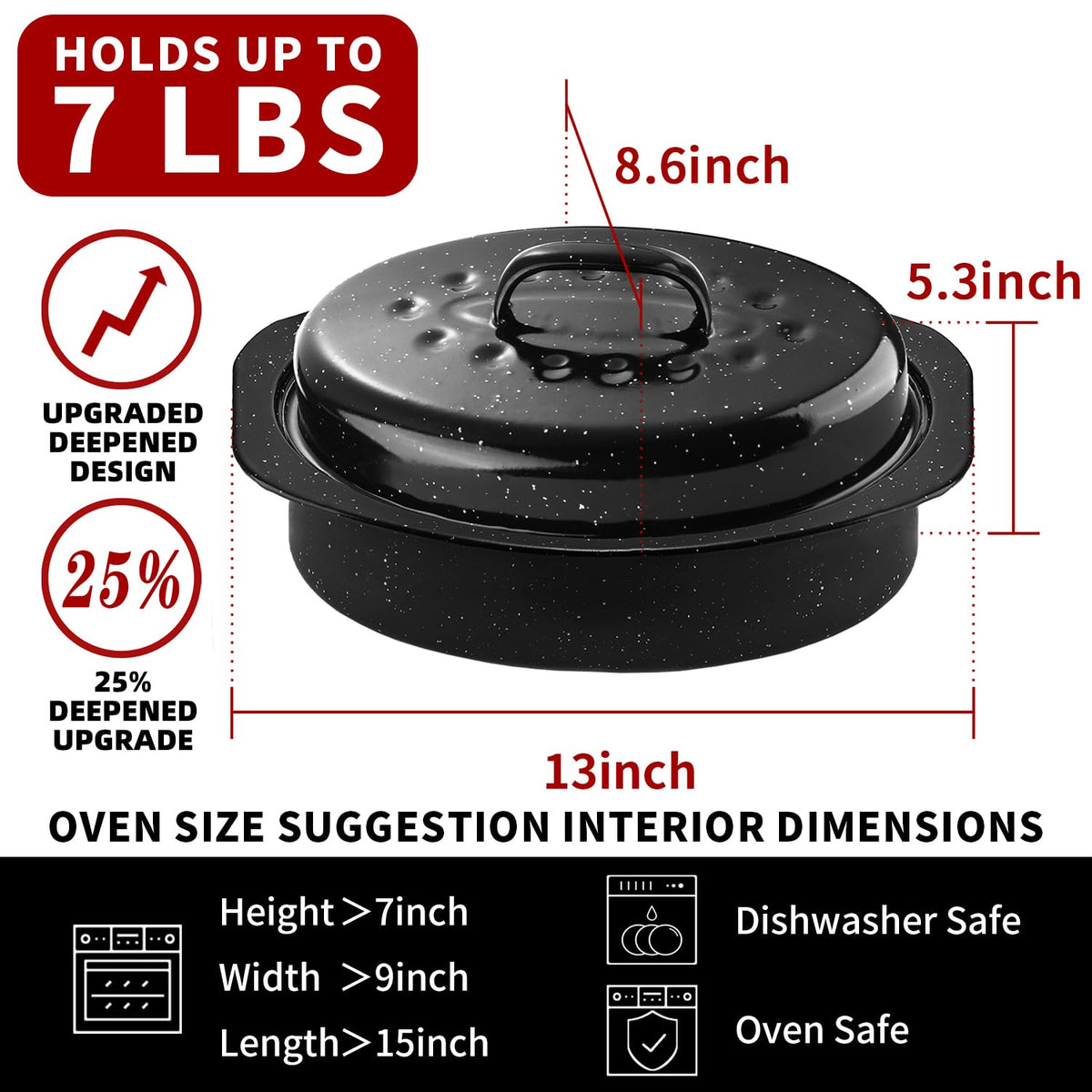 DIMESHY dishwasher-safe roaster pan simplifies cleanup after meals.
