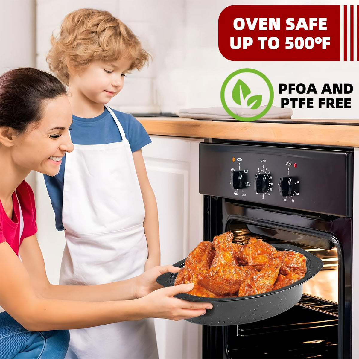 DIMESHY oval black roaster fits standard ovens for festive meals.