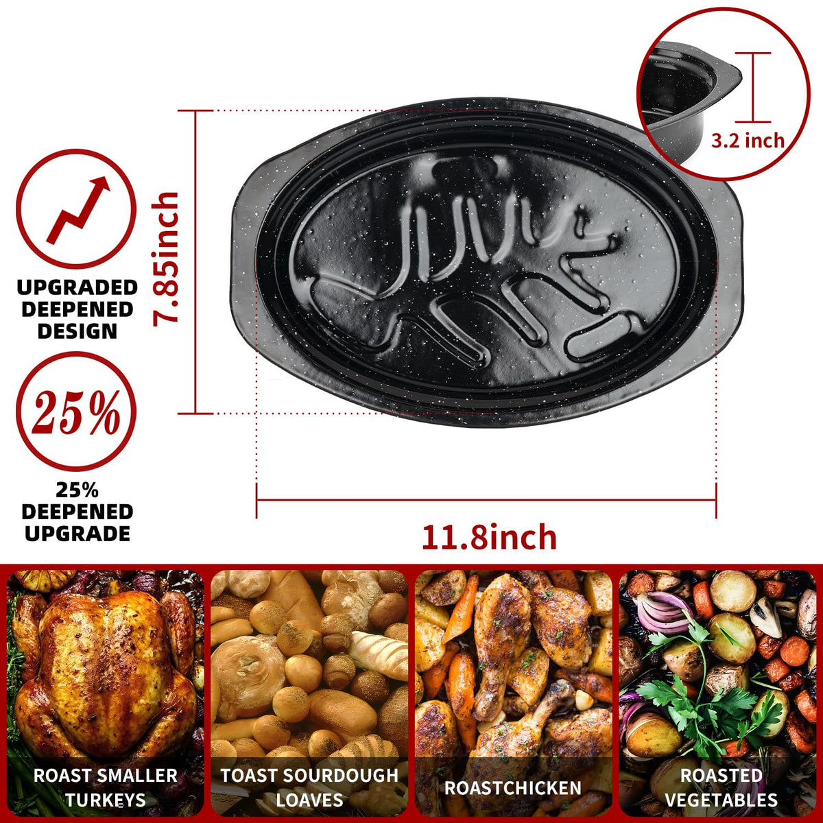 DIMESHY turkey roast pan supports even browning and juicy results.
