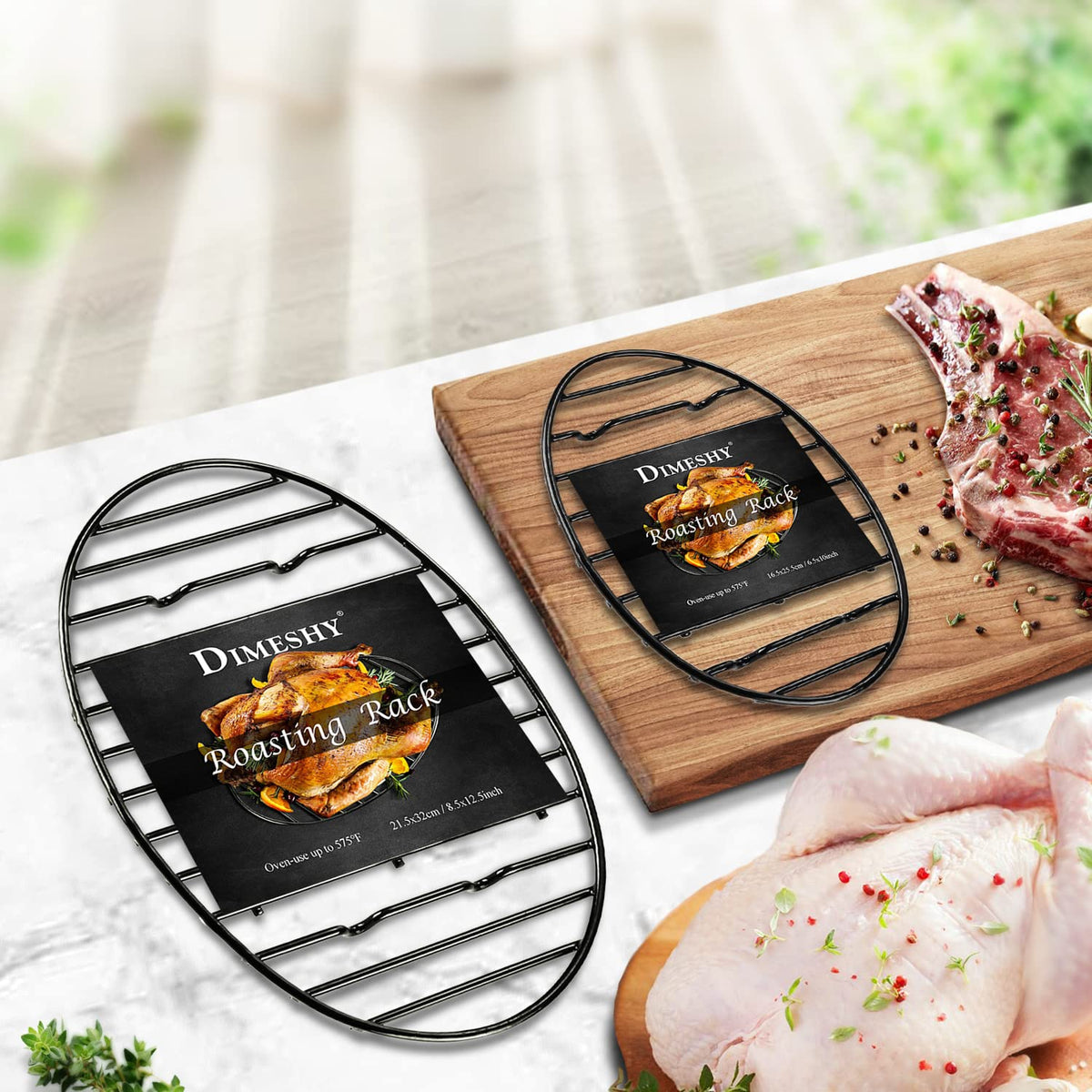 DIMESHY roasting rack stable feet keep surface level for even airflow.
