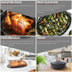 DIMESHY roasting rack fits 13 to 16-inch pans for versatile roasting.