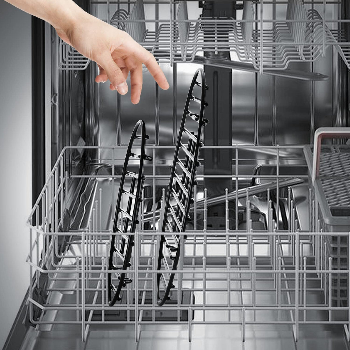 DIMESHY roasting rack sturdy enamel construction resists warping at high heat.