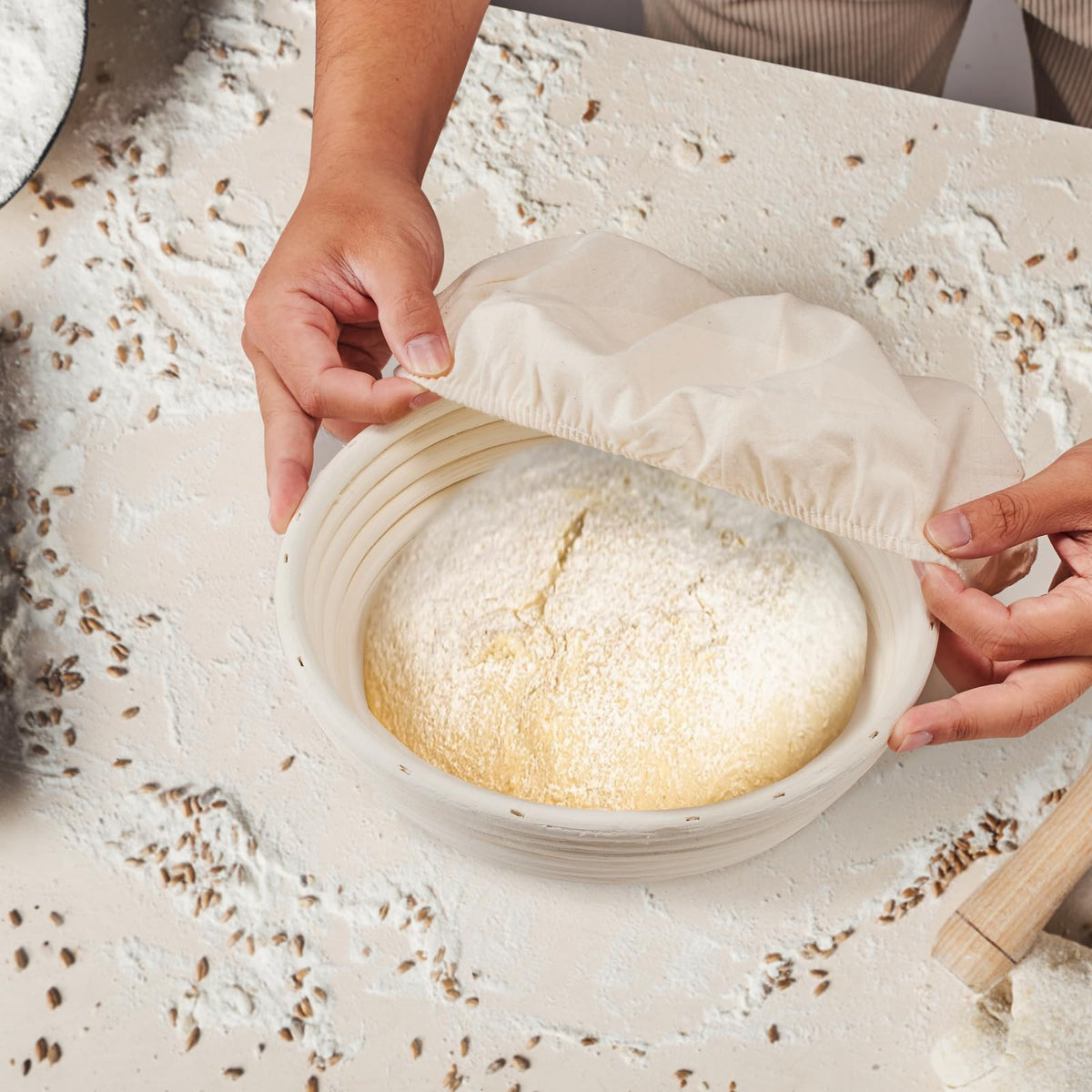 Artisan look of Dimpola Banneton in a cozy kitchen setting