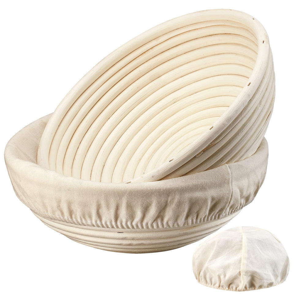 Dimpola Banneton Basket 9-inch round, two-pack for even proofing and crusty loaves