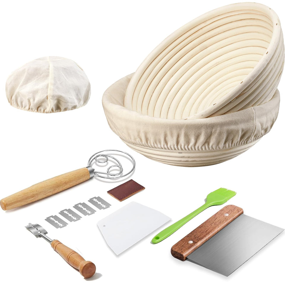 Dimpola banneton basket set 2-round 9inch for round sourdough proofing and even rise