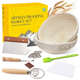 Dimpola banneton round basket for artisan bread, promotes even proofing
