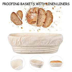 Dimpola banneton round bread basket with liner supports even texture through proofing.