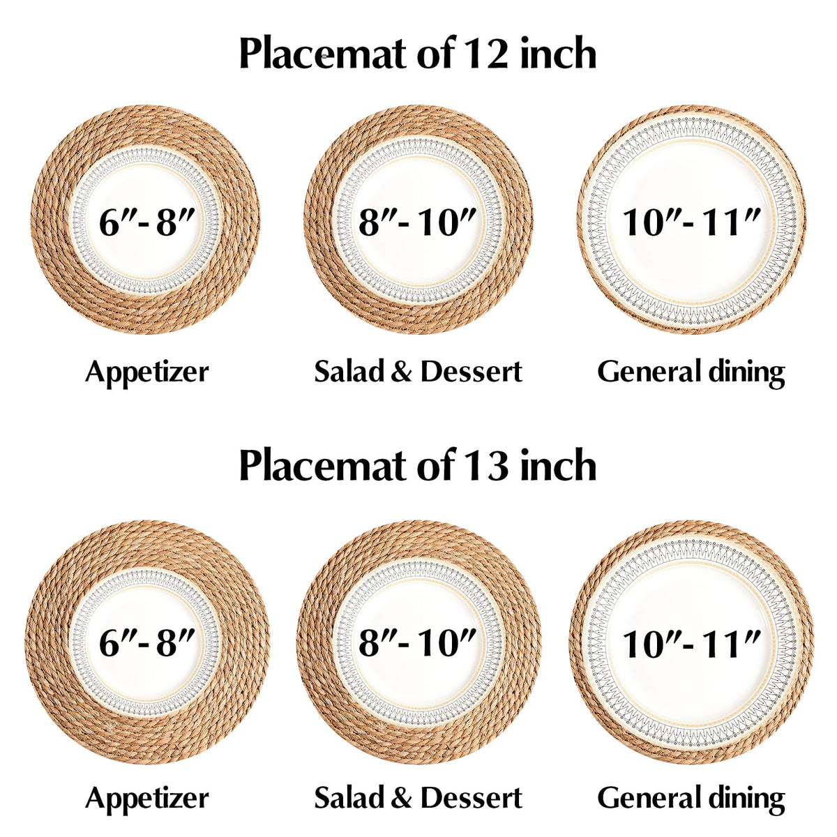 Dimpola heat-resistant round placemats protect plates with rustic charm.