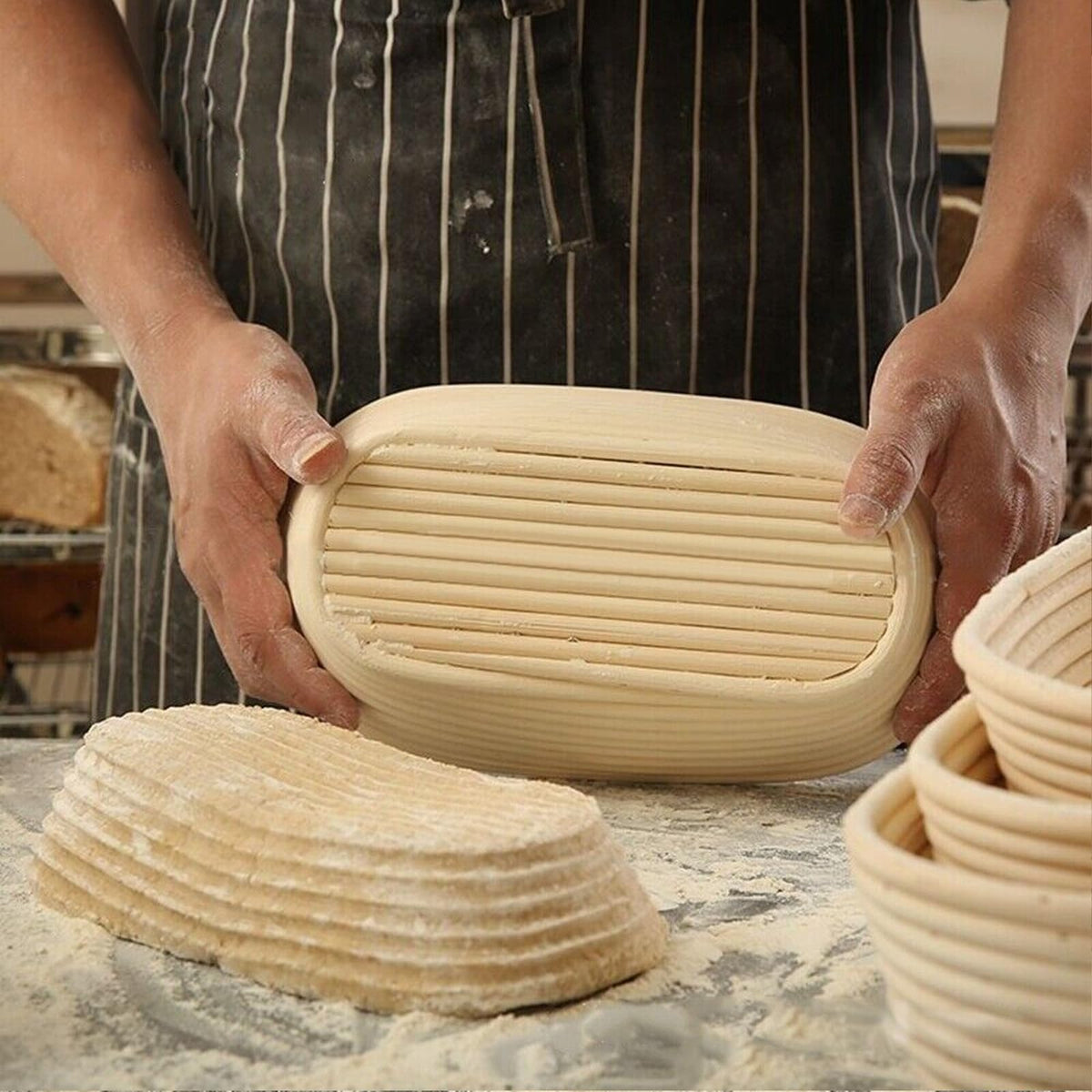Dimpola proofing basket setup helps novice bakers achieve consistent rises.