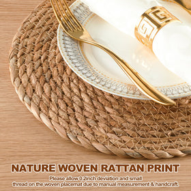 Dimpola round placemats usable as wall decor for a natural look.