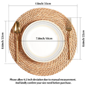 Dimpola woven placemats with boho rattan feel for casual dining.