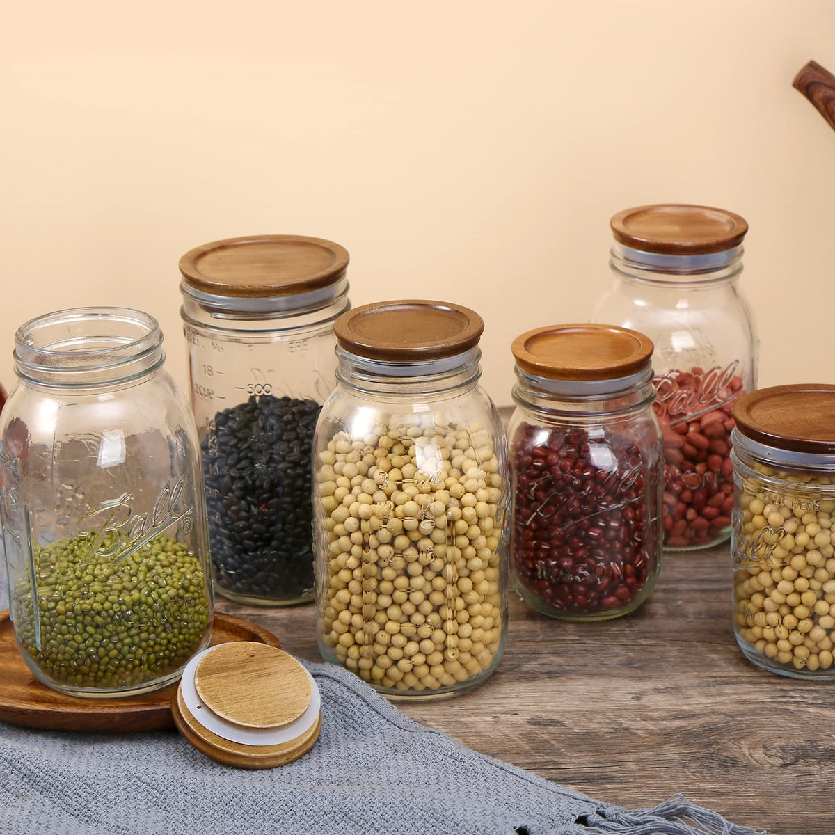 DingCo six-pack lid set for convenient wide-mouth jar storage