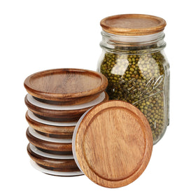 DingCo wide-mouth acacia lid fits standard jars for reusable storage and seal