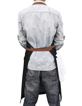 DingSay Trendy denim chef apron pocket area emphasizes tool pockets for easy access.
