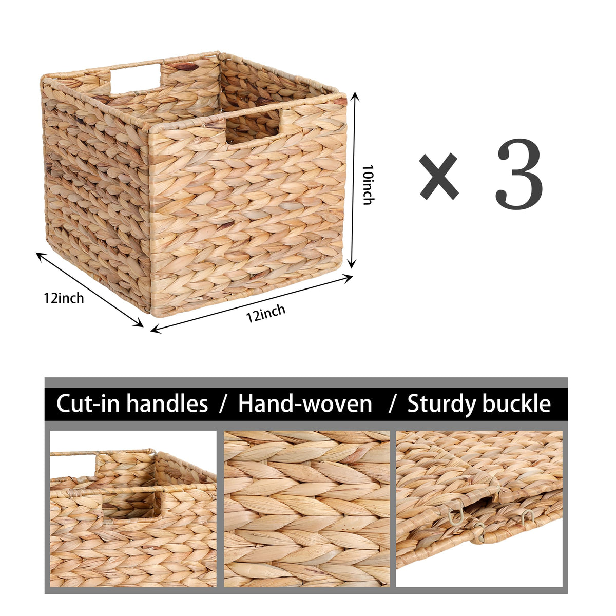 DINGTAI three-piece set of large woven baskets for storage