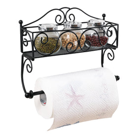 DINGTAI adhesive paper towel holder with shelf on wall, keeps towels within easy reach.