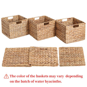 DINGTAI rustic wicker storage bin on a cabinet