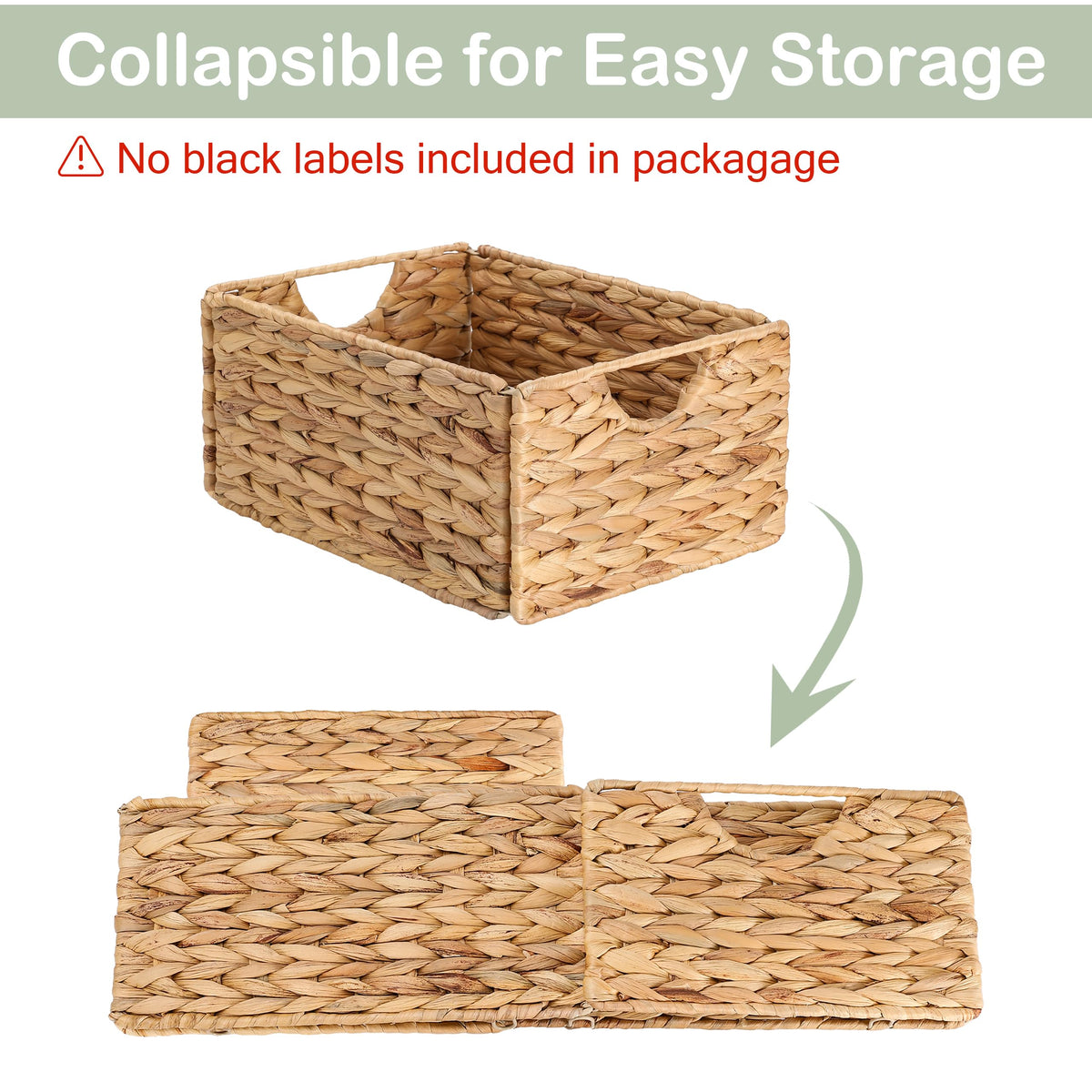 DINGTAI foldable pantry baskets store compactly when not in use.