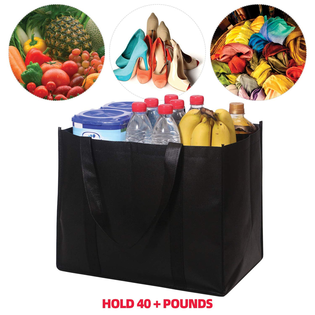 DIOMMELL bags offer 40-pound capacity for heavier groceries.