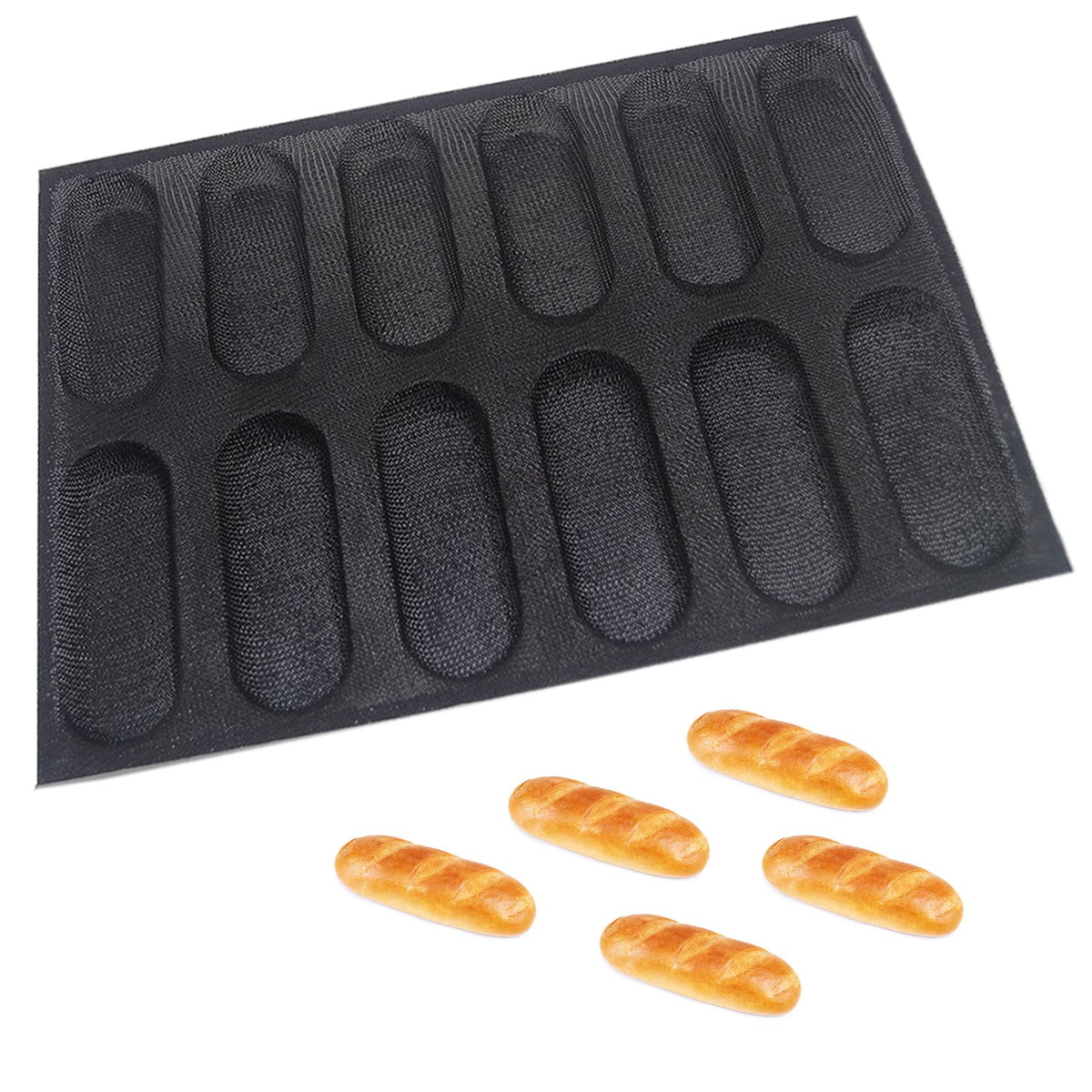 Dioycli silicone bread pan with 12-loaf cavity for even baking.