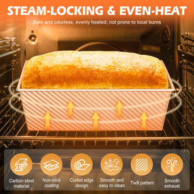 Dipanist bread pan carbon steel non-stick coating aids easy release.