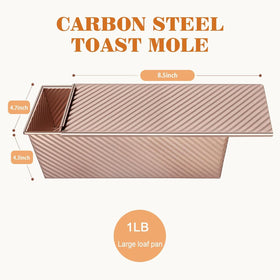 Dipanist pullman loaf pan with lid, top view, for even crust.
