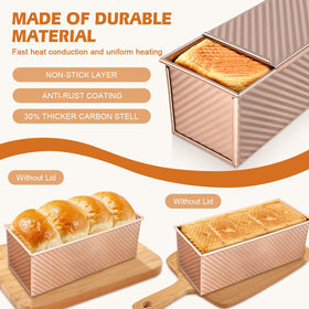 Dipanist square bread pan with lid suits sourdough and sandwich loaves.