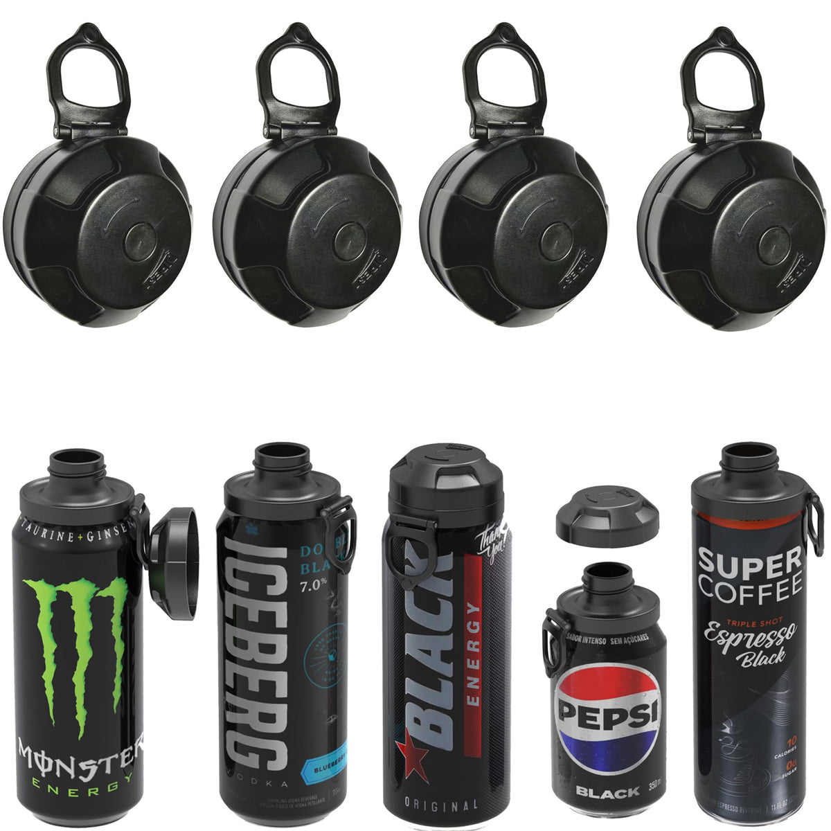 DIPESI magnetic soda can lid in black keeps drinks fresh.