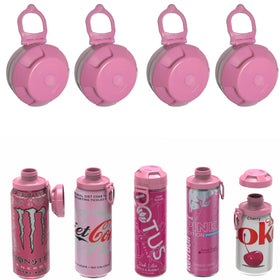 DIPESI magnetic soda can lids in pink offer airtight seal to keep beverages fresh.