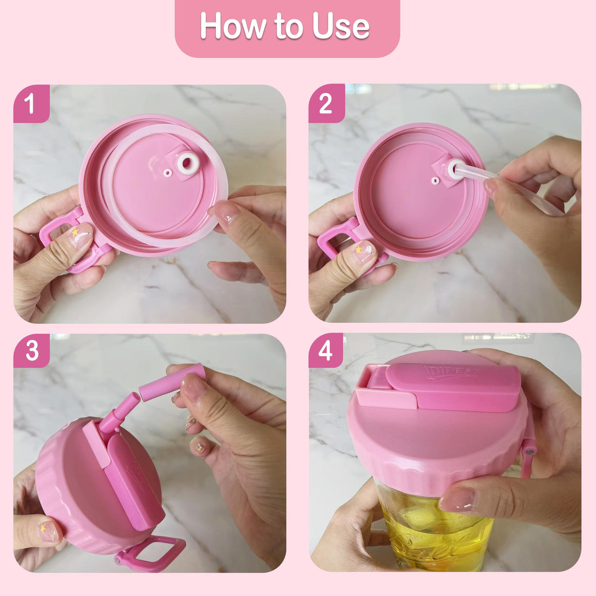 DIPESI retractable straw in action, stays clean when stored.