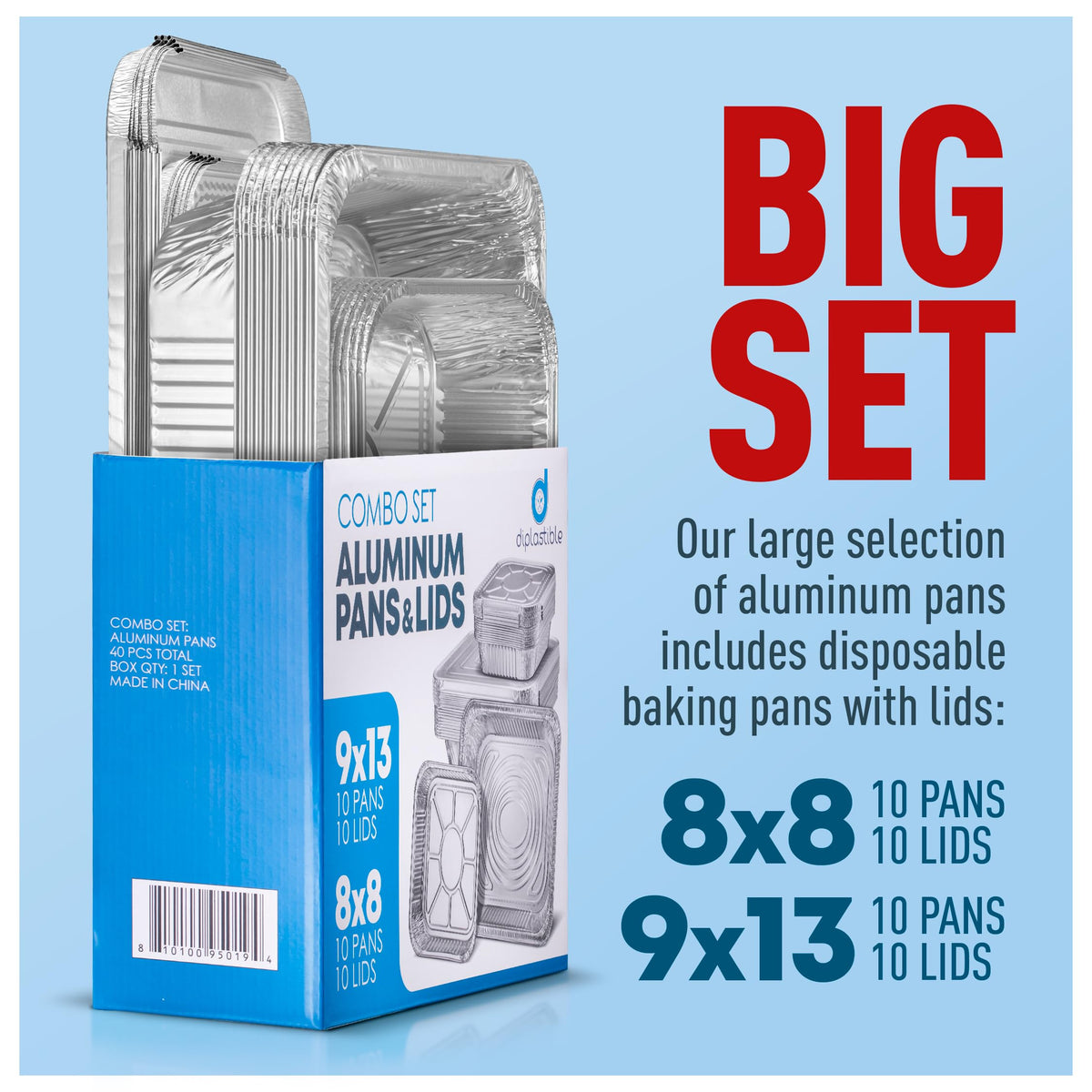 Diplastible 8x8 square pan with lid ideal for baking portions
