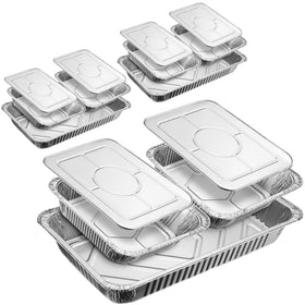 Diplastible buffet set with 3 water pans keeping entrees warm at events