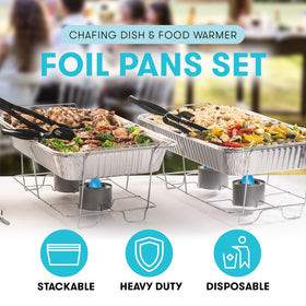 Diplastible buffet set with 6 foil lids for flavor retention