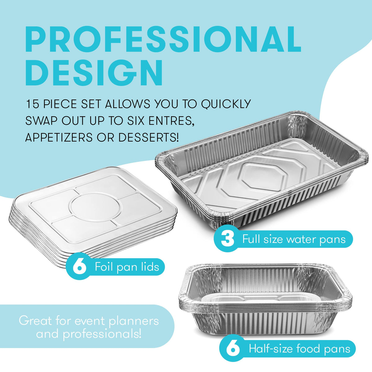 Diplastible disposable pans for quick cleanup after events