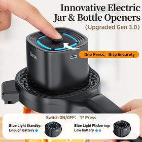 Diray automatic-grip with press-button demonstrates hands-free setup for quick lid release.