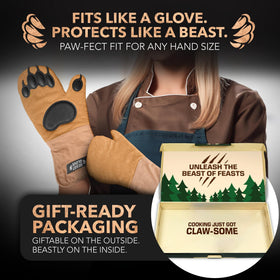 Disc Living Bear Paw mitt wrist coverage protects forearms during indoor and outdoor cooking