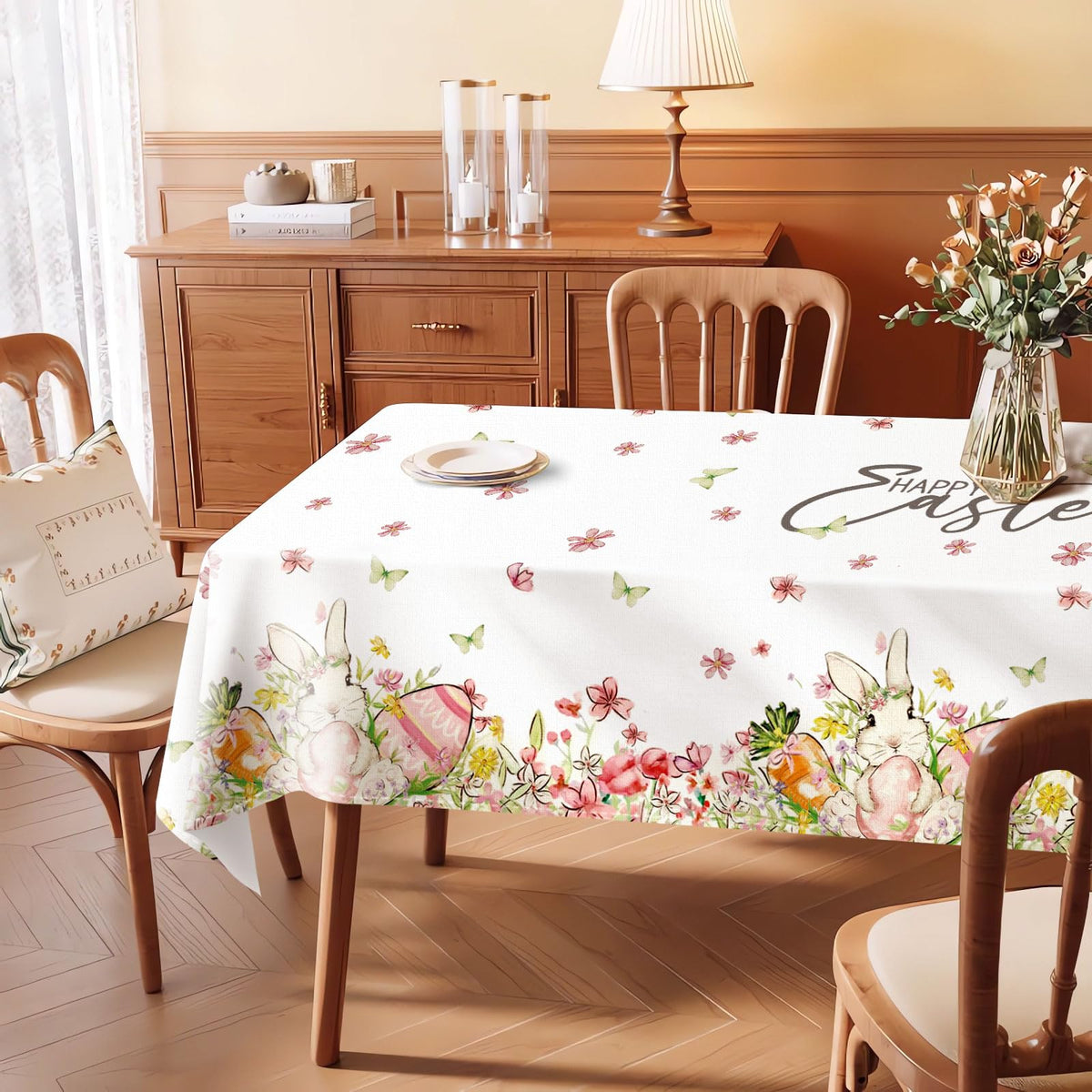DISENB Easter Tablecloth spill-resistant fabric for easy cleanup