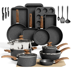 DishDelight granite nonstick set enables easy release and quick cleanup