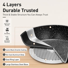 DishDelight nonstick surface allows light oil cooking and simple wipe-down