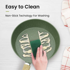 DishDelight green 9.5-inch square steak pan for searing and even cooking.
