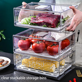 Diskary two-drawer system maximizes space in fridge and pantry.