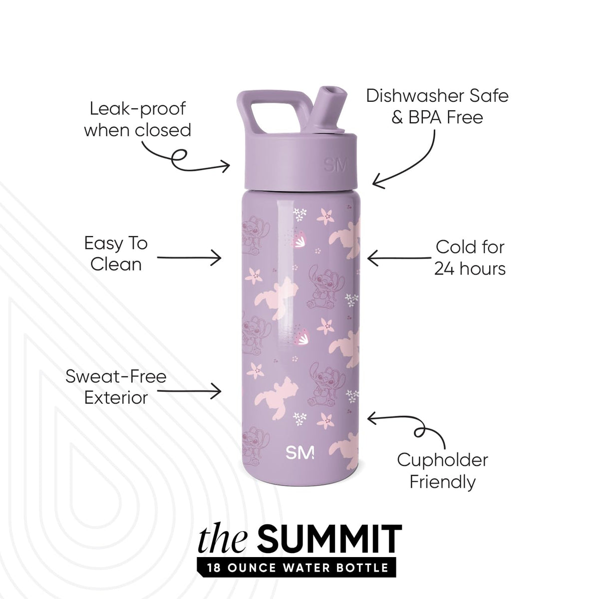 Disney Stitch design on a durable stainless steel kid's bottle for fun, everyday use