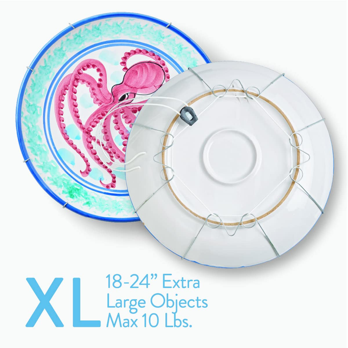 Display Buddie clear silicone hooks guard surfaces while decorating.
