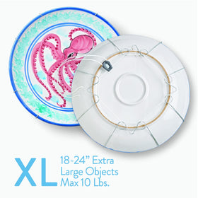 Display Buddie clear silicone hooks guard surfaces while decorating.
