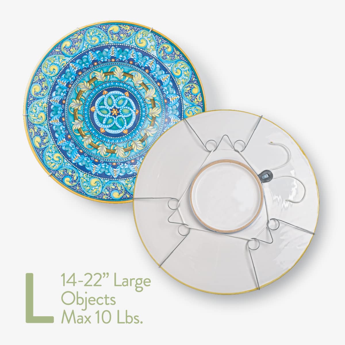 Display Buddie silicone-coated hooks guard surfaces while mounting bowls and trays.
