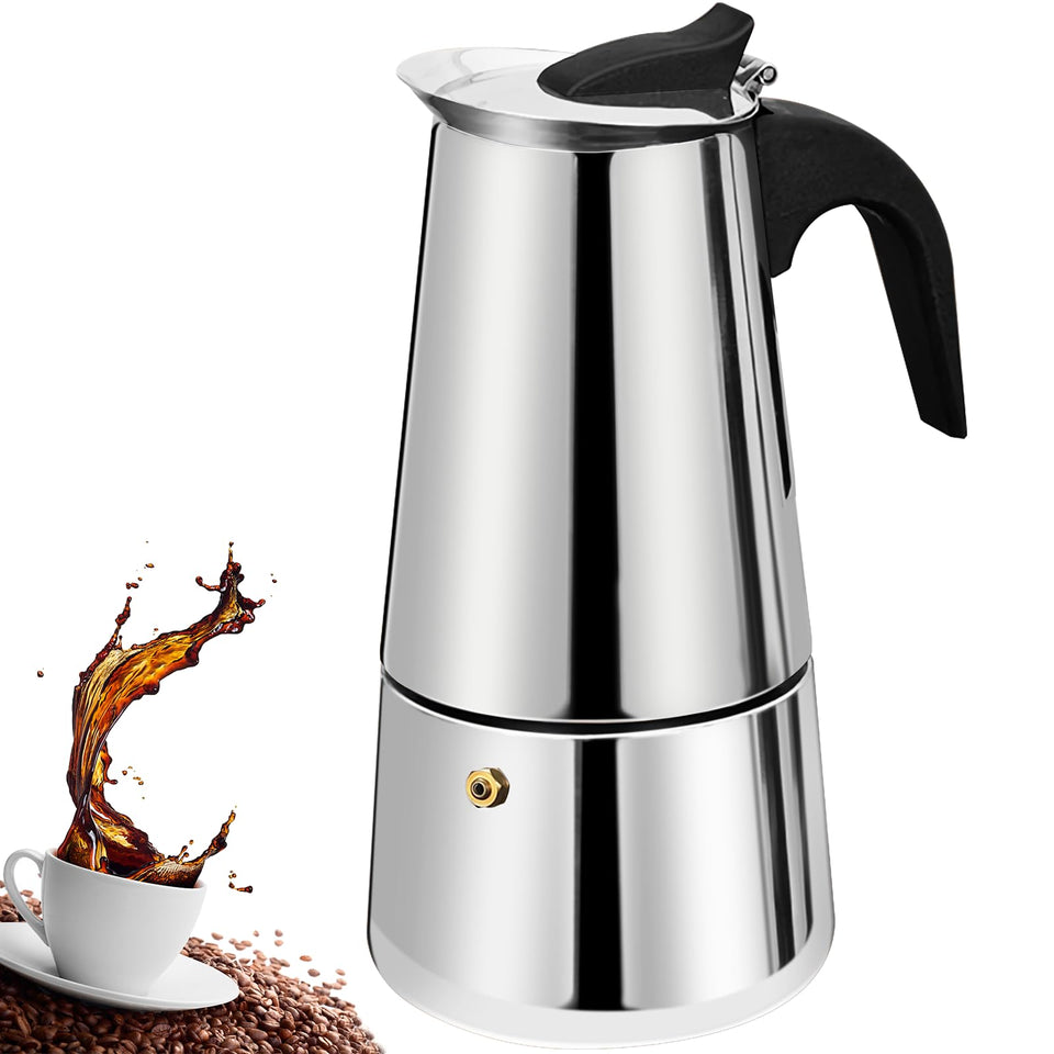 DITOSH 6-cup stovetop espresso maker shown on stove for quick, flavorful jolt of coffee