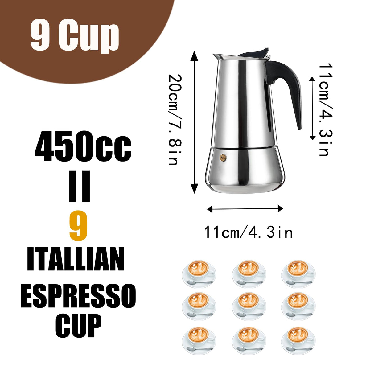 DITOSH moka pot interior frosted coating for smooth extraction and easy cleaning.