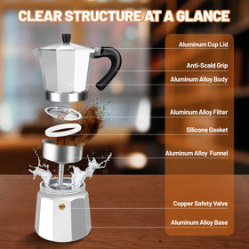 DITOSH moka pot with heat-resistant handle for comfortable use