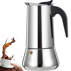 DITOSH stainless steel moka pot 12-cup ready for rich espresso at home.